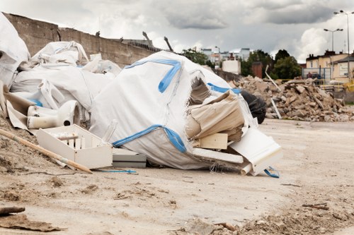 Construction site with organized builders waste